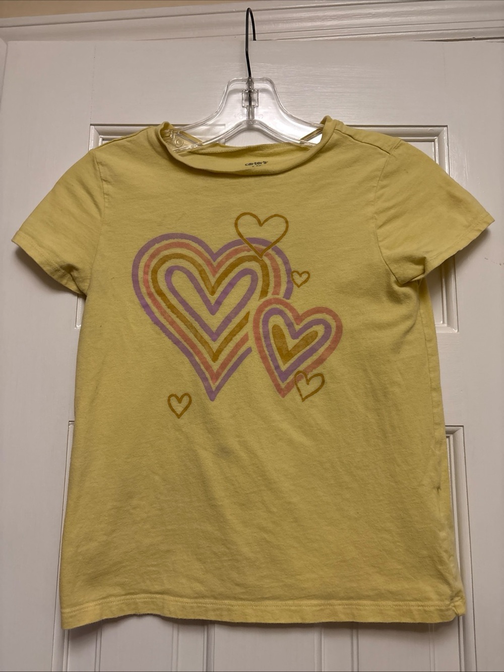 Carter's Yellow Short Sleeve Tee with Multicolor Heart Print